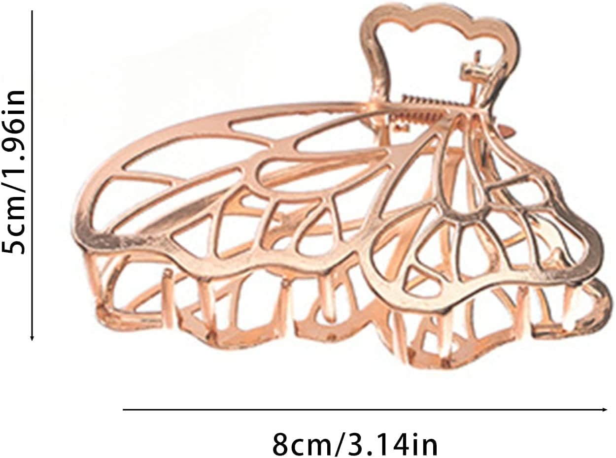 KOMUNJ Pack of 3 Metal Hair Clips, Large Butterfly Claw Clips, Metal Large Hair Clips, Large Hair Clip for Women and Girls (Golden/Rose Gold/Silver)