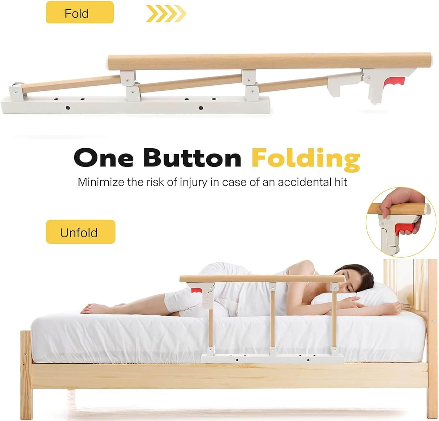 Fesfun&reg; Bed Rails Elderly Adults Safety, Foldable Bedside Grab Bars Assist Handles, Collapsible Bed Canes Guards Railings for Seniors, Adjustable Rails Prevent Falling image number 6