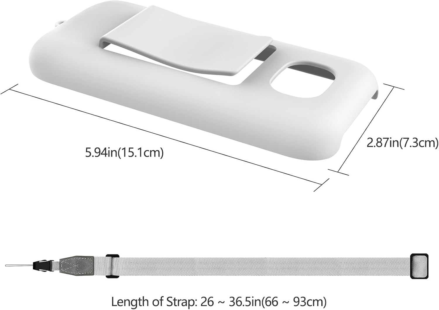 Battery Holder Compatible with Apple Vision Pro, Portable Accessories Battery Case for Vision Pro with Belt Clip and Cross-Body Strap, Apple VR Headset Battery Pack Protective Cover, White image number 3