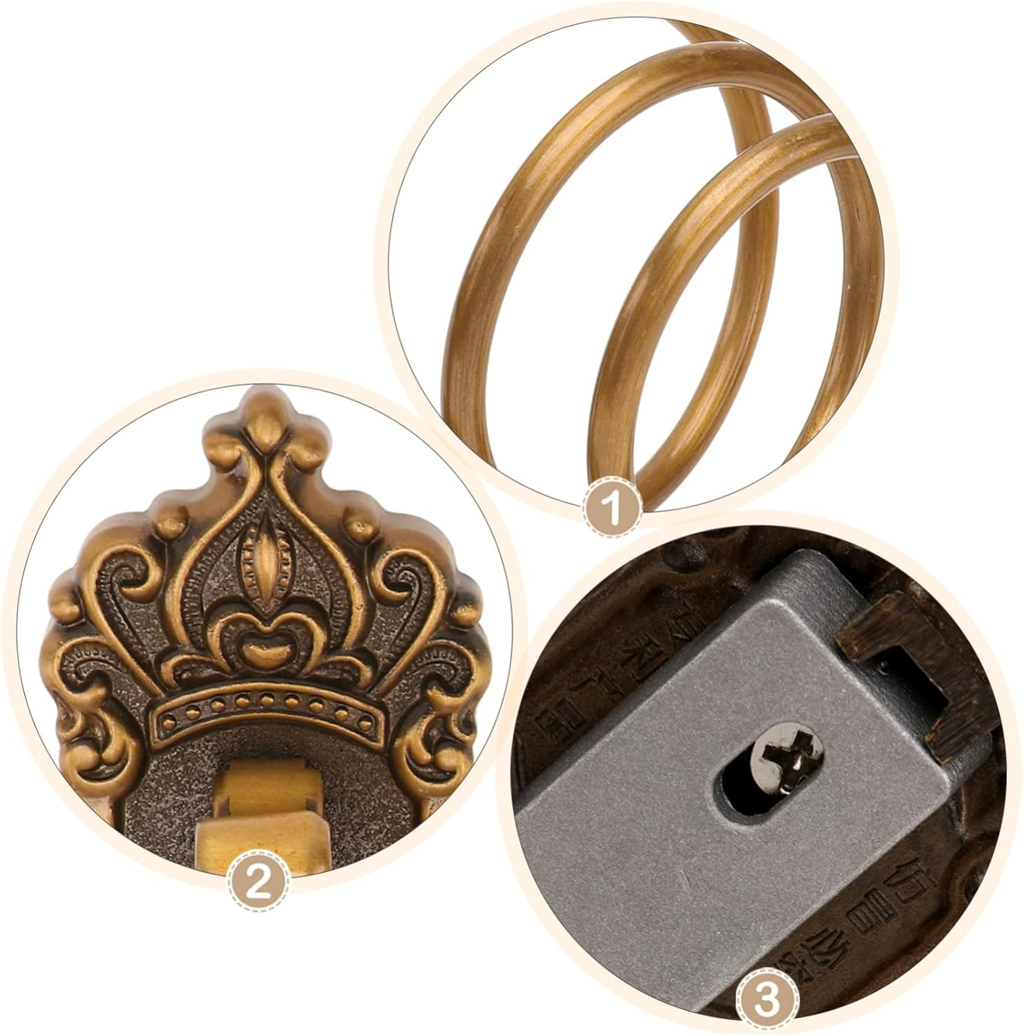 TOVINANNA Retro Space Aluminum Hair Dryer Holder European Style Wall-Mounted Hair Dryer Rack Vintage Crown Design for Bathroom Storage image number 3