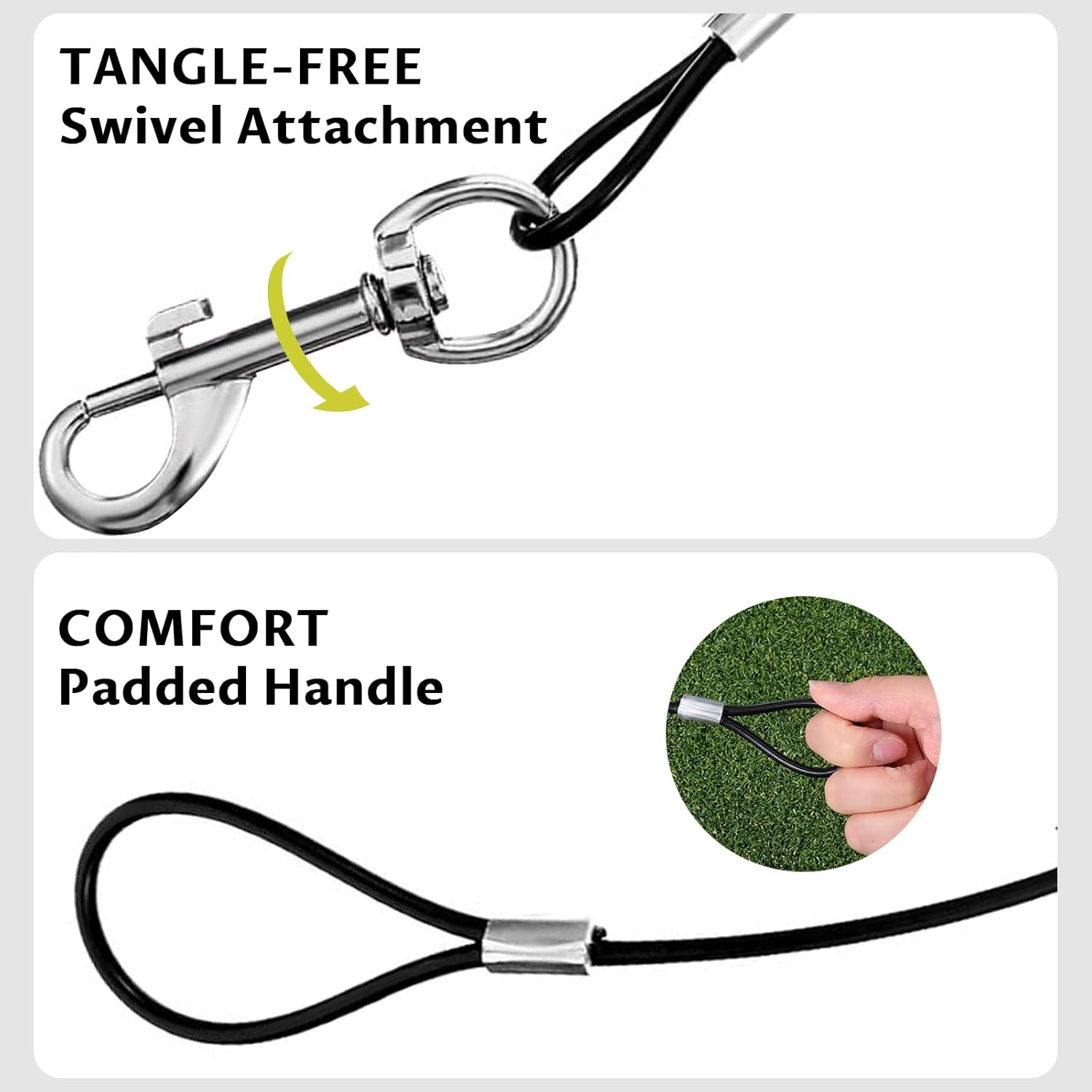 2 Pack Chew Proof Dog Leash, 66Cm/26 Metal Cable Lead, No Tangle Multiple Dog Leashes for Small Medium Large Dog, Heavy Duty Leash Extender for Collars & Harnesses image number 4