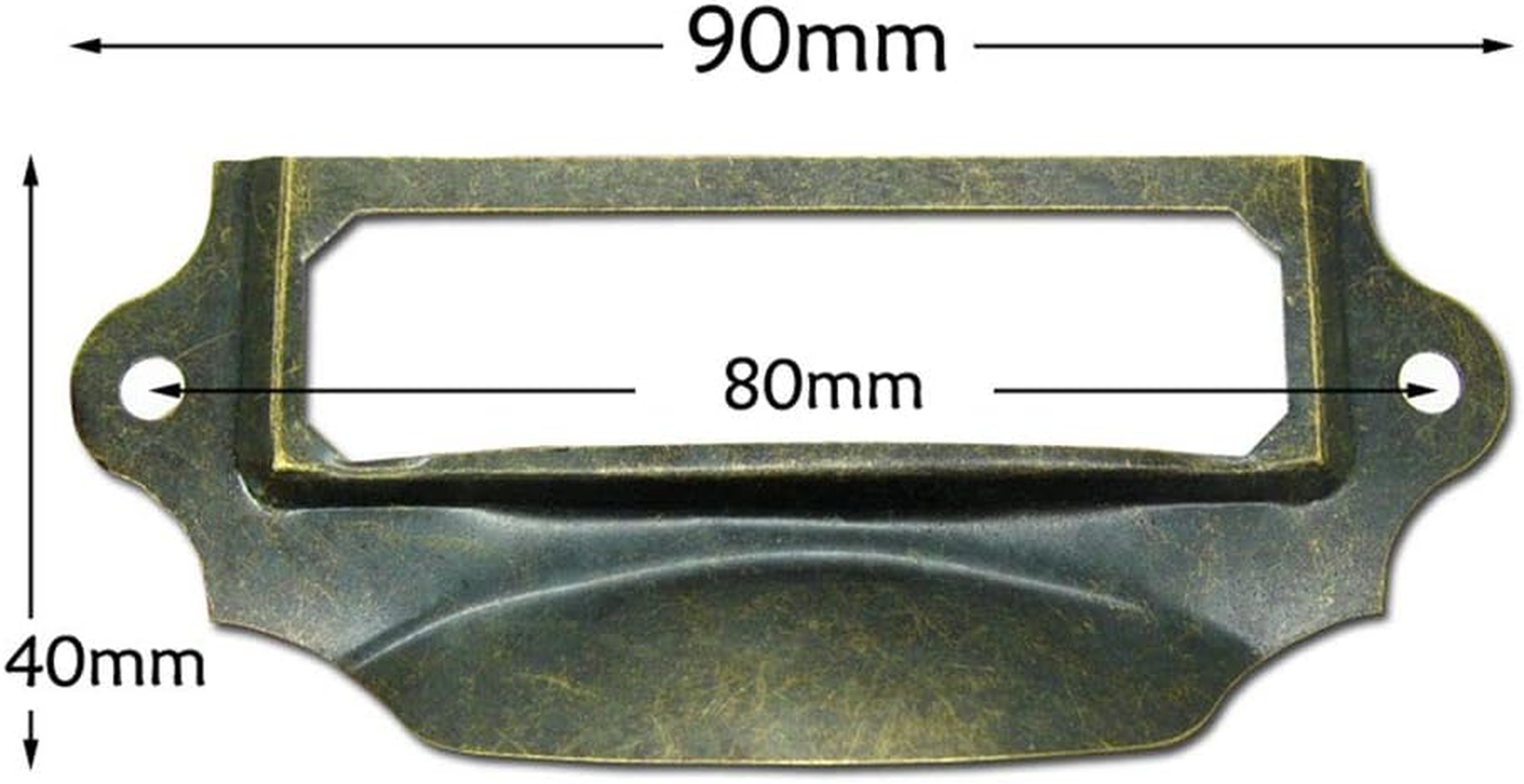 Sagasave Label Holder Pull Handles, Vintage Iron Label Frame Drawer Knobs with Screws for Cabinet Cupboard, Bronze Tone, 90X40Mm, Pack of 8 image number 2