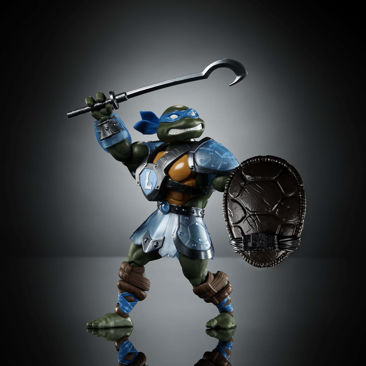 Masters of the Universe Origins Turtles of Grayskull Leonardo Reptile Wars Posable Action Figure, Teenage Mutant Ninja & Motu Crossover Hero Leo Toy image number 2