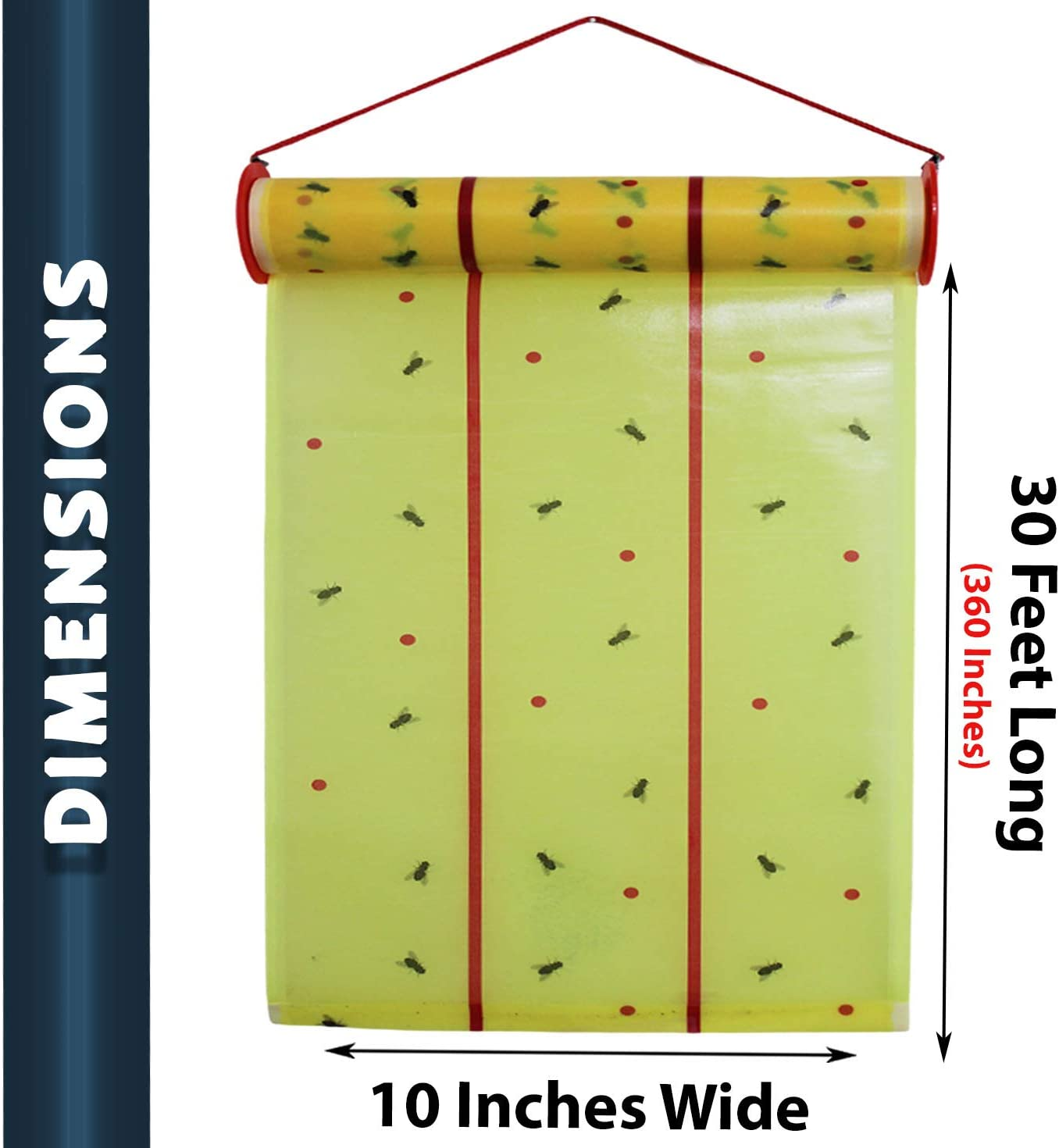 W4W, Giant Sticky Fly Trap Roll - MAX Strength - Outdoor/Indoor - Non Toxic - for Flies and Other Bugs (2 Pack- Contains 2 Giant Fly Rolls)