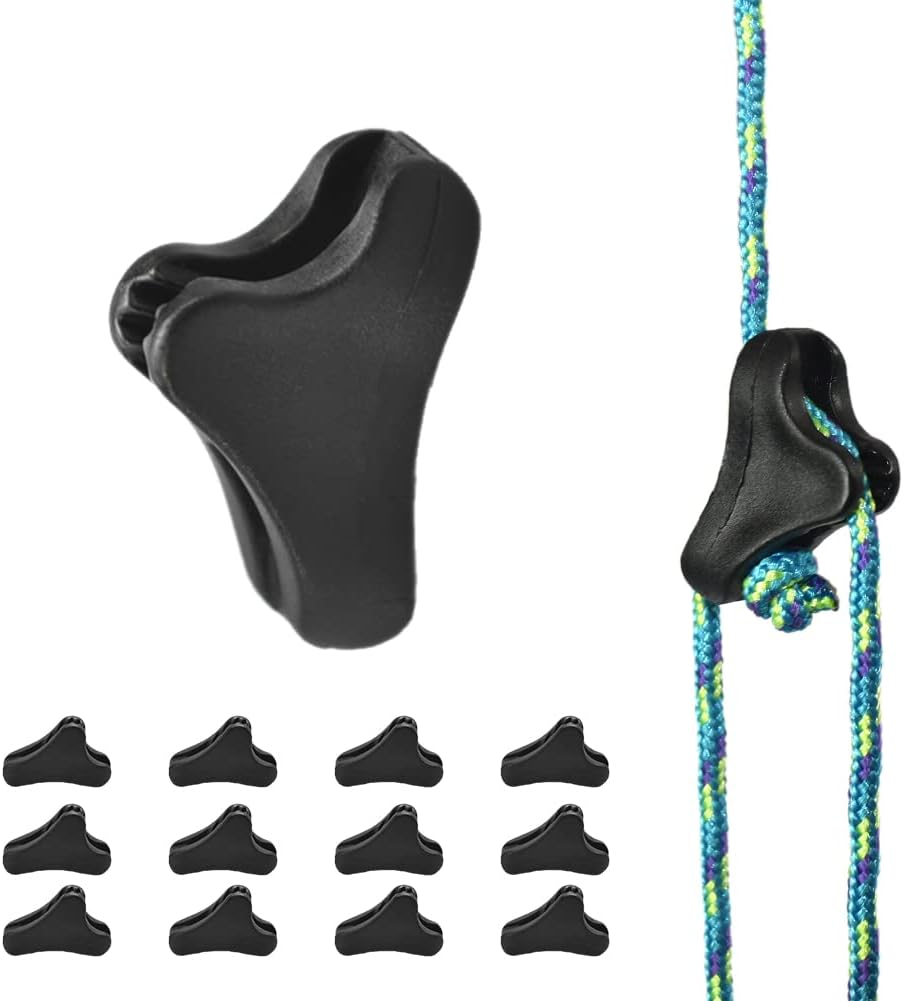 12Pack Ultralight Guyline Tensioners Tent Guyline Cord Rope Adjuster for Outdoor Camping Hiking Tent Tarp Canopy Shelter (Black,Fit 1-2.5Mm Paracord)