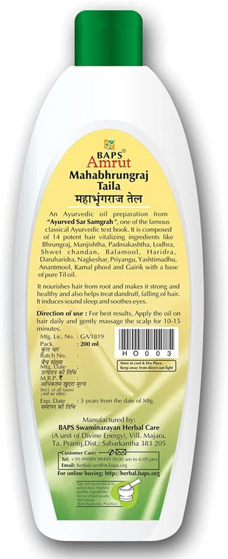 BAPS Amrut Mahabhrungraj Taila 200Ml
