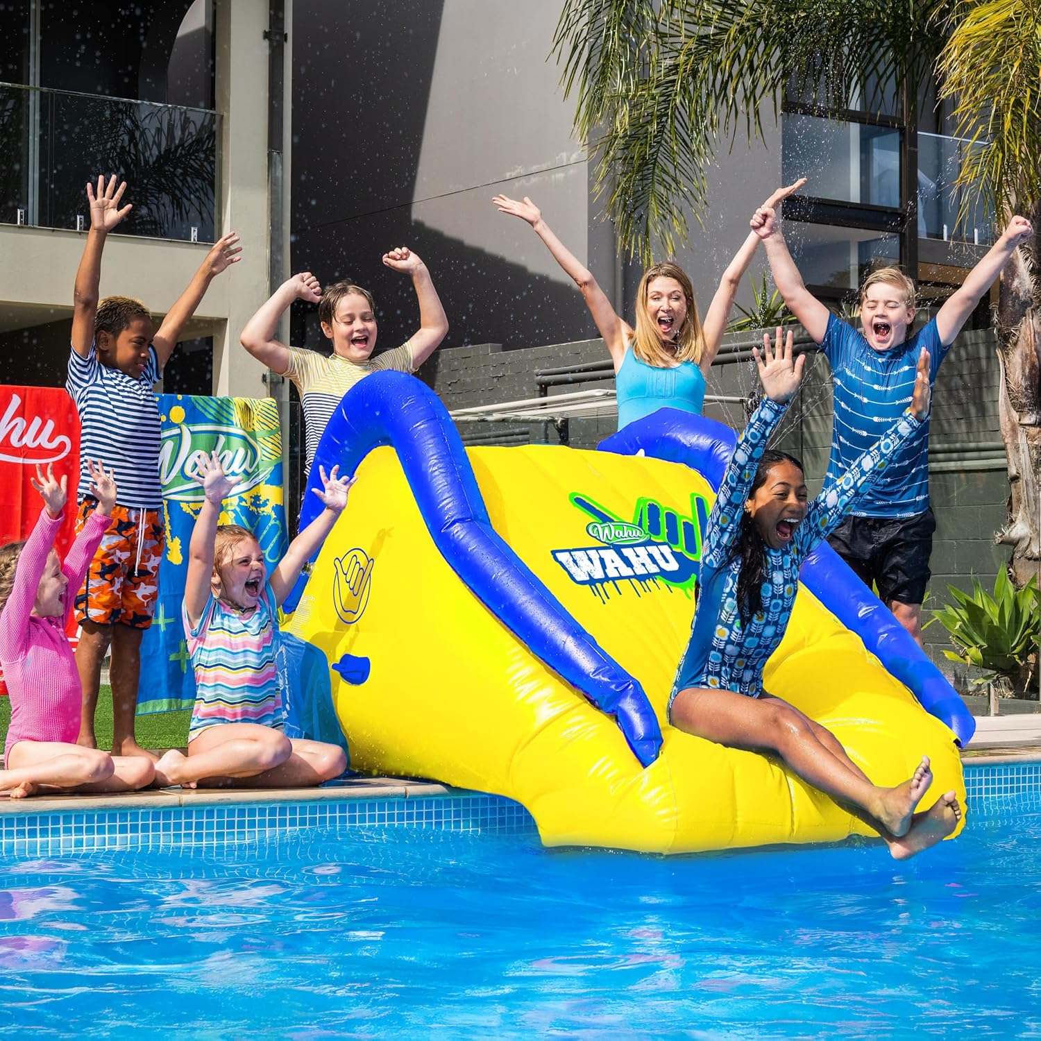 Wahu Rippa Dippa Pool Slide for Kids &ndash; Steep High-Speed Water Ride with Continuous Spray System &ndash; Durable Inflatable Design for Outdoor Swimming Pool Fun &ndash; 70Kg Weight Limit image number 1