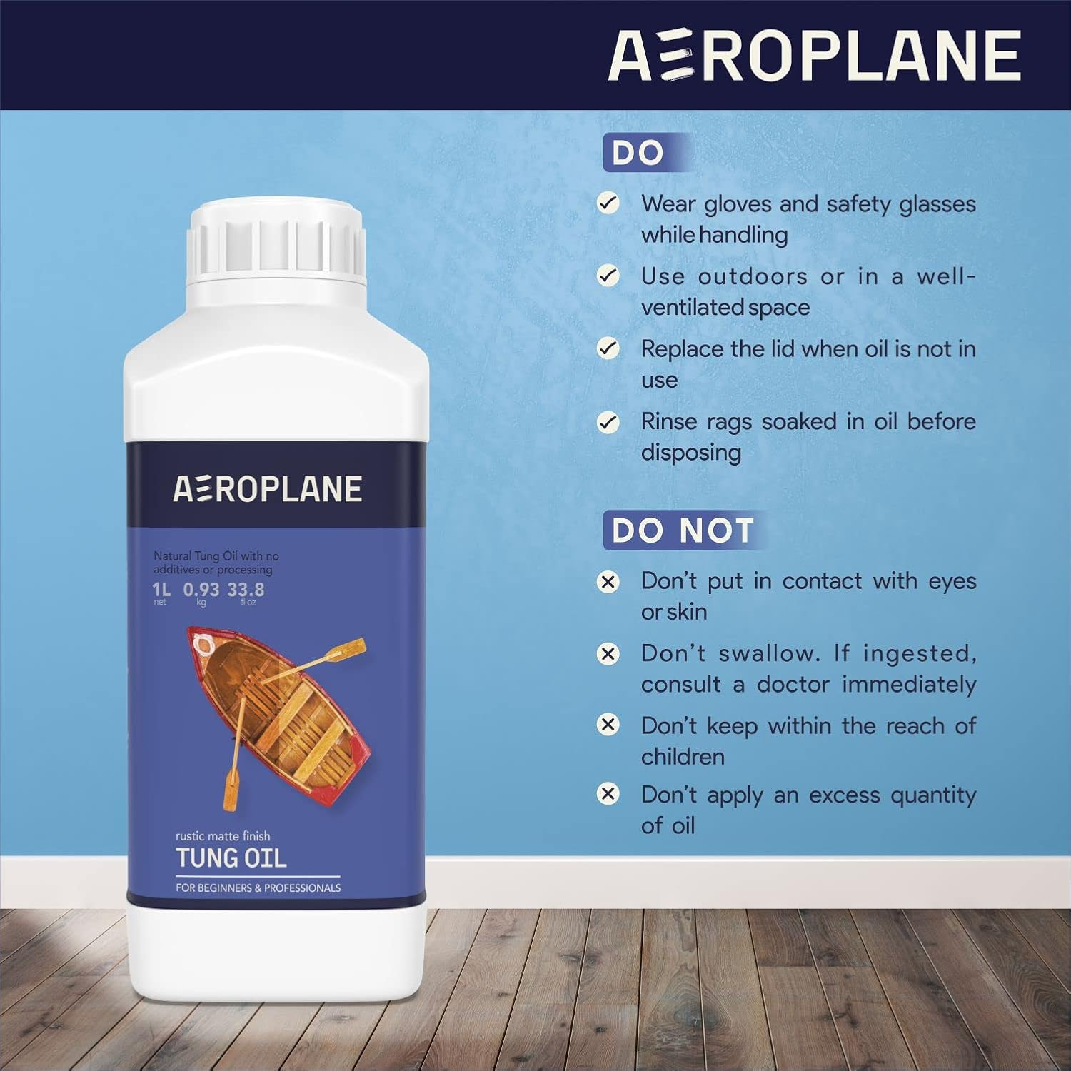 AEROPLANE - Tung Oil - Wood Finishing and Restoration - 100% Pure Tung Oil | 1 LTR image number 2