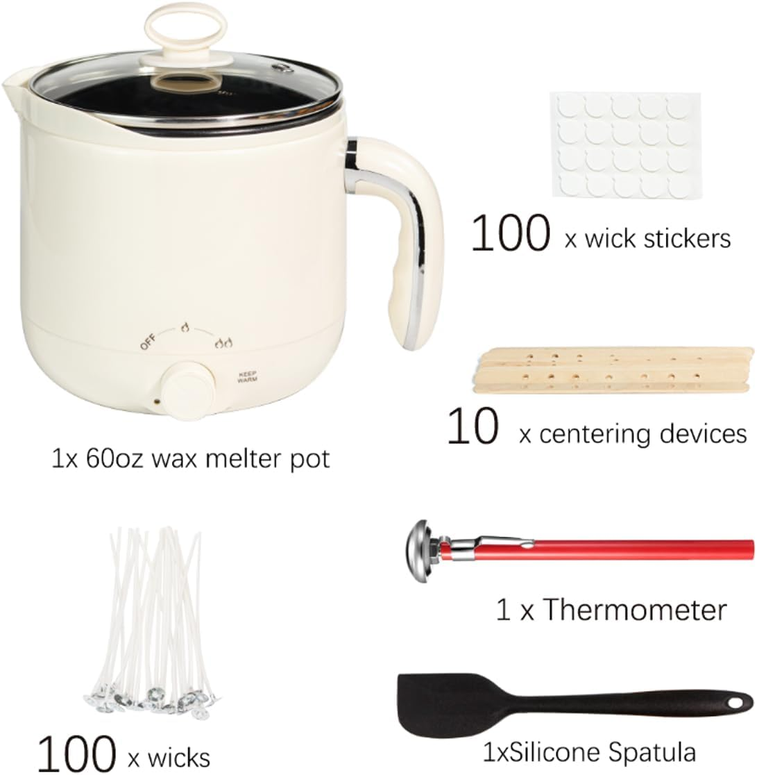 Julwhisper Wax Melter for Candle Making - Large 1.8L Electric Wax Melter with Pouring Spout - Candle Making Kit for Adults - UK Plug image number 3