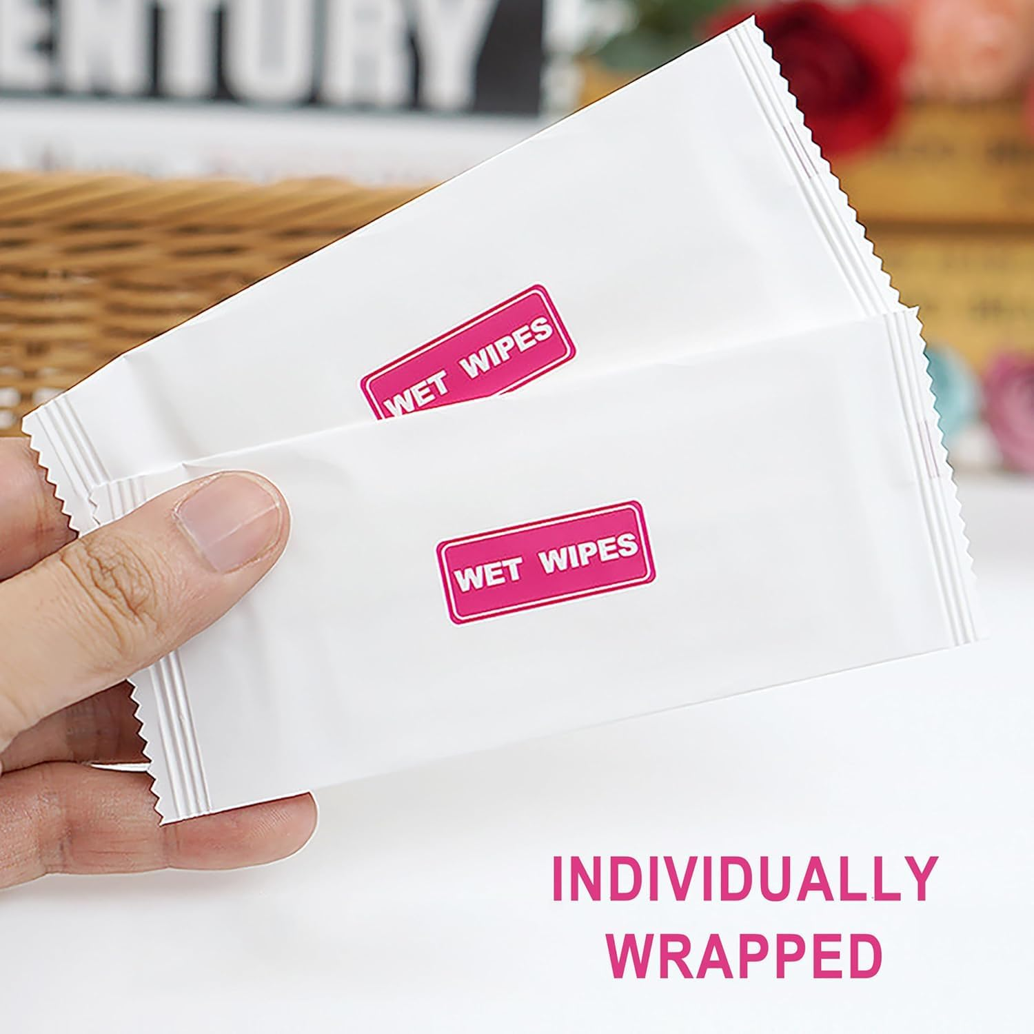 100 Pack Wet Wipes Individually Wrapped, Individual Hand Wipes, Unscented Travel Wipes, Clean Hands Quickly, Wet Wipes Bulk for Homeless, Suitable for Restaurant, Wedding, Barbecue image number 5