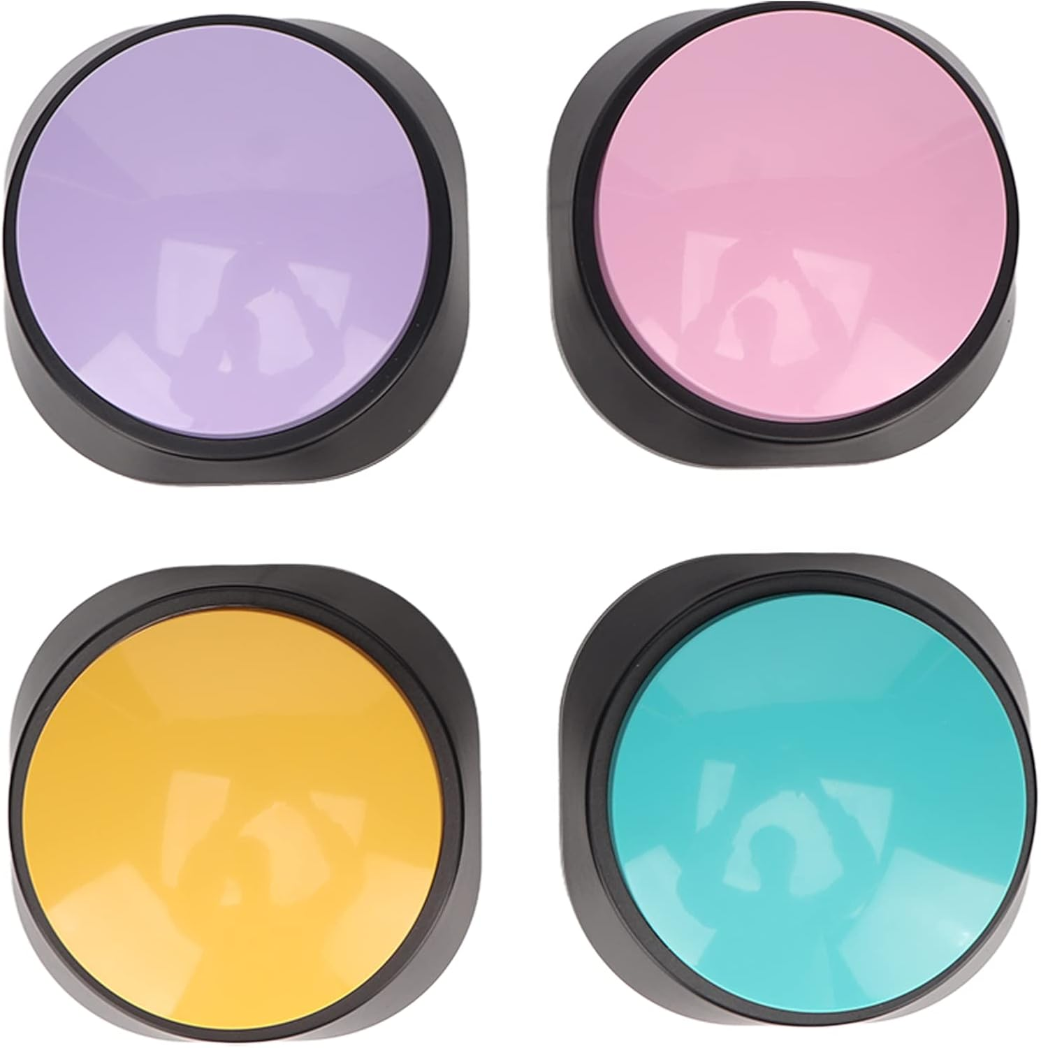 Dog Buttons for Communication, Voice Recording Button 30 Second Record & Playback, Funny Study Office Home, Pet Training Buzzer, 4 Packs (Blue++Yellow+Purple)