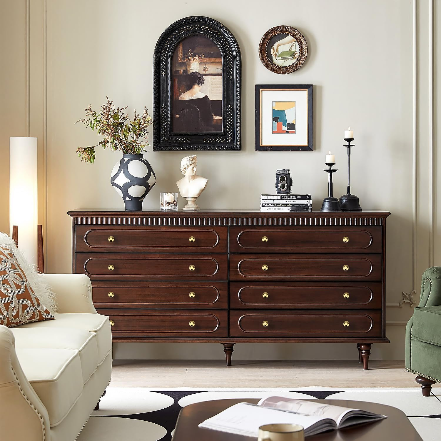 RZDEAL 4 PCS 1.0'' X 0.9'' Brass Mirror-Polished Pulls round Brass Pulls Antique Simple and Elegant Pulls Solid Hardware Knobs for Furniture Cabinet Closet Drawer Box Door Handles image number 2