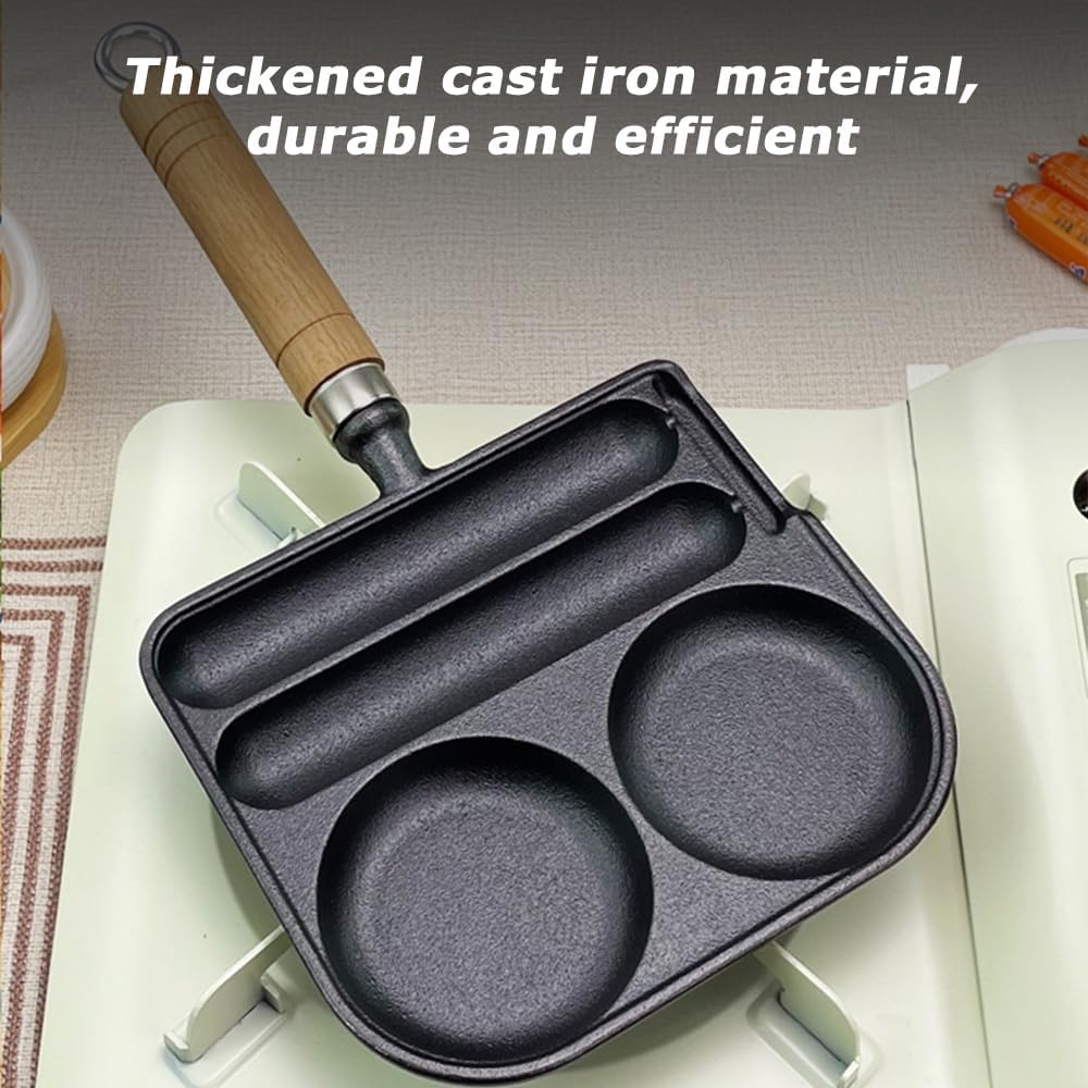 Nonstick Egg Frying Pan, 2-Cup Breakfast Skillet for Pancakes, Burgers & Sandwiches, Multi-Section Divided Pan, Easy to Clean, Compatible with Gas Stove & Induction Cookware image number 5