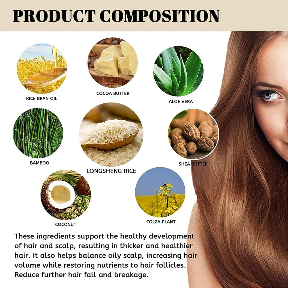 Shampoo Bar,Anti Hair Loss Rice Shampoo Soap,2 in 1 Fermented Rice Water for Hair Growth Solid Shampoo Bar,Nourish Dry Damaged Hair Repair (1Pcs)