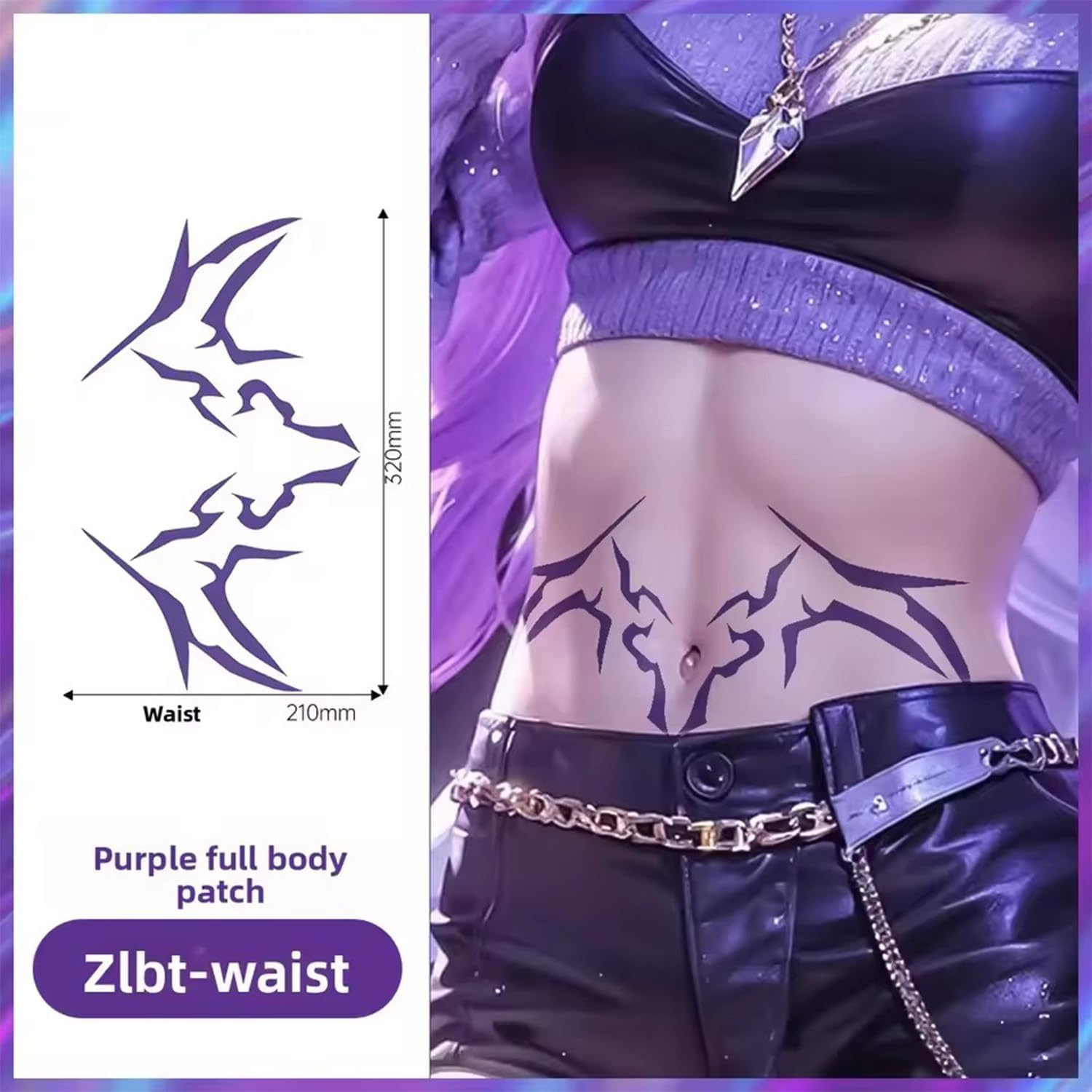 4 Sheets Temporary Tattoos,16Pcs Kpop Anime Rumi Tattoos Cosplay Body Tattoos Stickers for Face Thighs Waist,Costume Accessories for Halloween Christmas Party Favors (B) image number 4