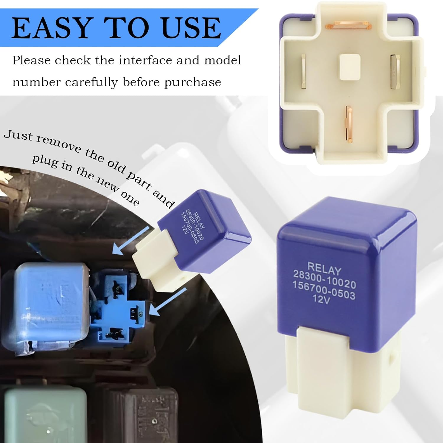 Starter Relay Replacement OEM# 28300-10020, 4 Pin Compatible with Lexus ES300 GS300 GS400 GS430 Toyota 4Runner Avalon for Starting Engine, Professional Car Accessories image number 2