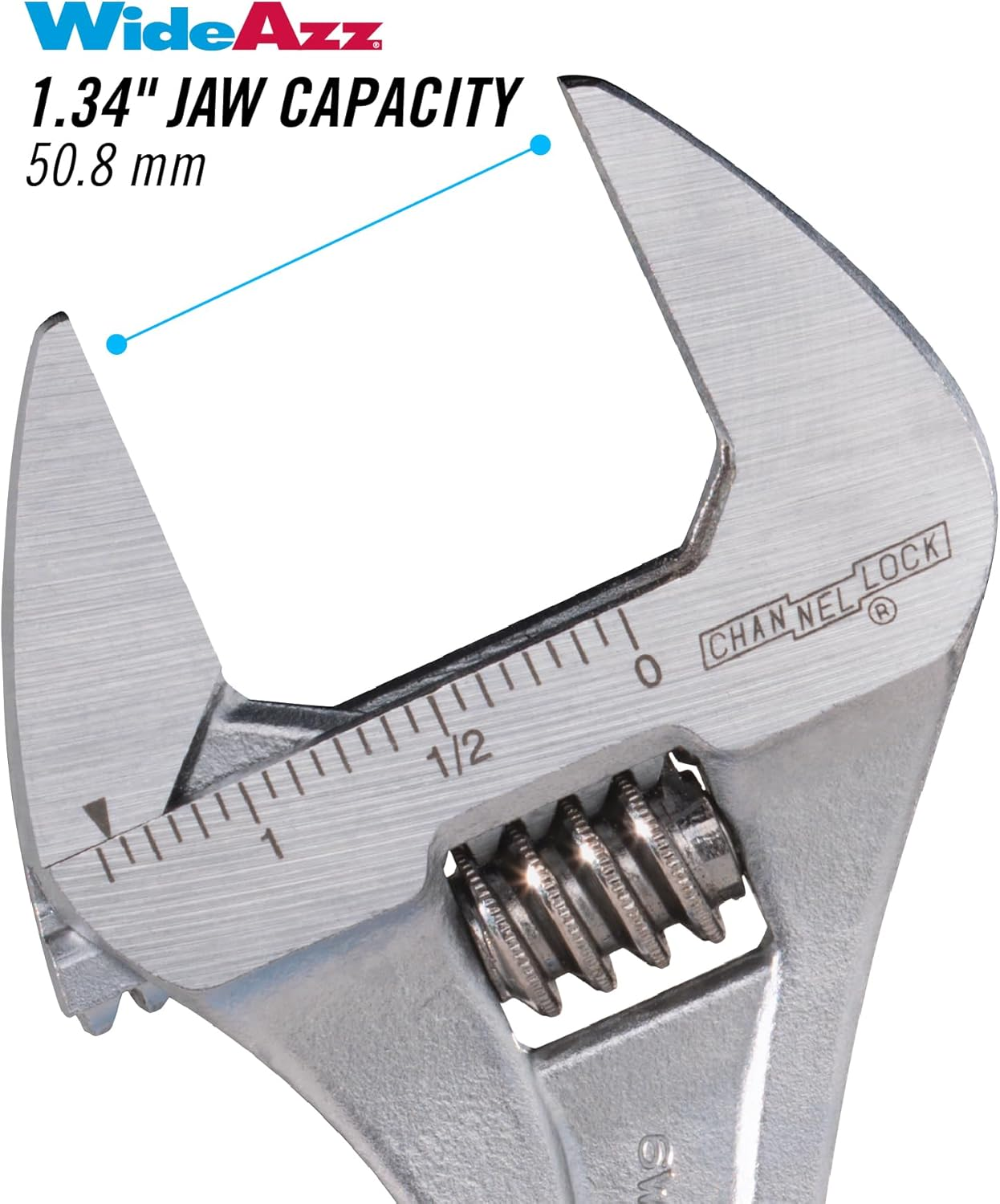 Channellock 6WCB Wideazz Adjustable Wrench with Code Blue Grips, over 1-3/8-Inch Opening 6-Inch Overall Length image number 4
