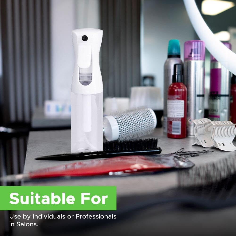 VIGOR PATH Continuous Nano Fine Mist Hair Spray Bottle - Reusable Beauty and Cleaning Solution - Ideal for Hairstyling & Plant Care - 10.1Oz/300Ml (Pack of 2) image number 3