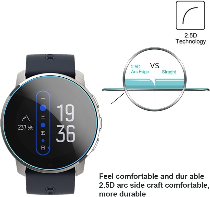 MIHENCE Compatible for Suunto 9 Peak/Peak Pro Screen Protector, 9H Anti-Scratch Premium Real Tempered Glass Screen Protector for 9 Peak / 9 Peak Pro / 9 Peak Titanium Smartwatch (3PCS) image number 3