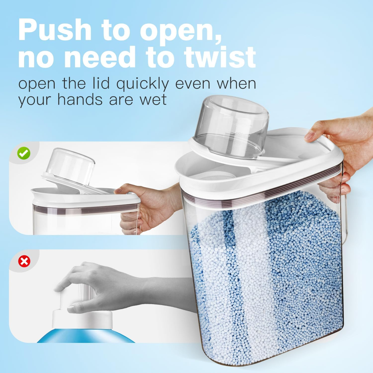 Livlab Mker Laundry Detergent Dispenser with Lid, Powder Container for Laundry Room Organization and Storage, Scent Booster Beads with Measuring Cup 3.5L/8Lbs/125Oz