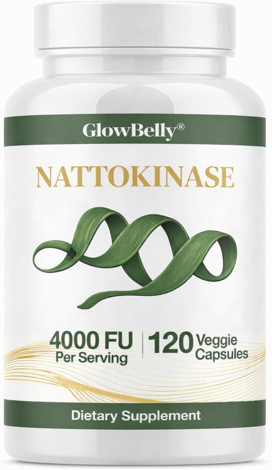 Nattokinase 4000 FU 200Mg per Serving, Fermented Soybean Extract, 120 High-Purity Vegan Non GMO Capsules by Glowbelly
