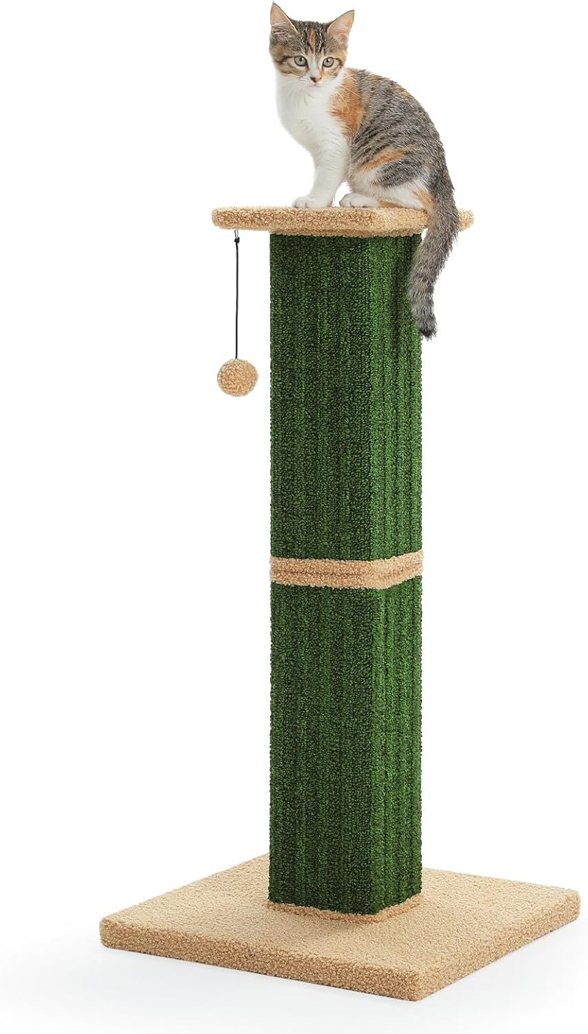 PAWZ Road 82Cm Cat Tree Ultimate Cat Scratching Post with Carpet Covered Scratcher and Pompom Ball Green image number 4