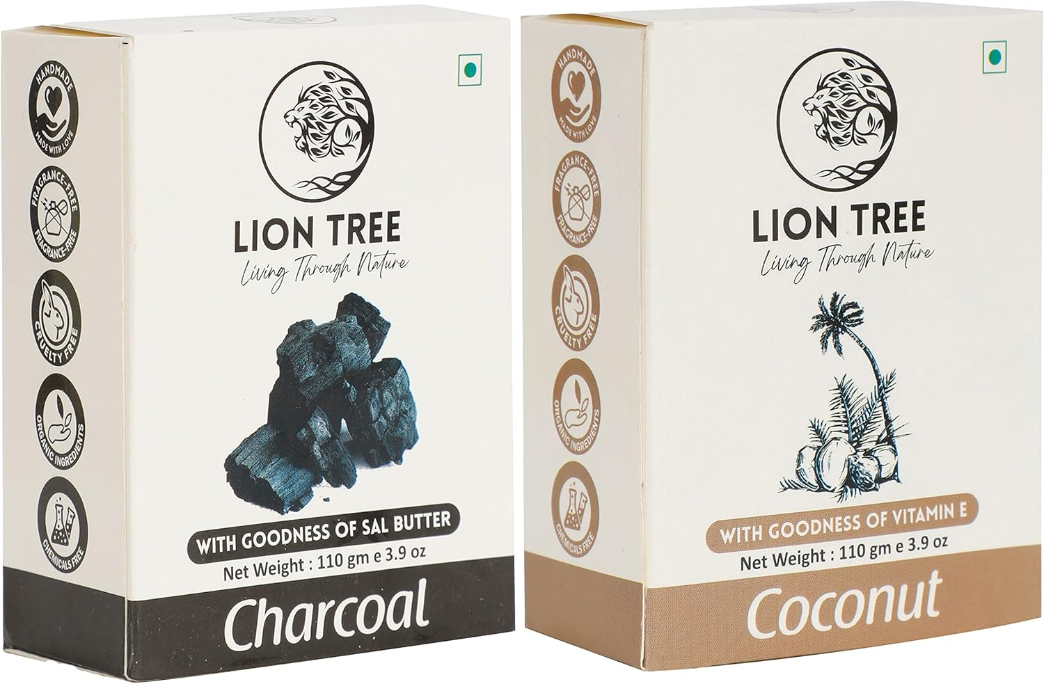 Handmade Charcoal & Coconut Soap with Goodness of Sal Butter & Vitamin E, for Men 220Gm, Pack of 2 image number 2