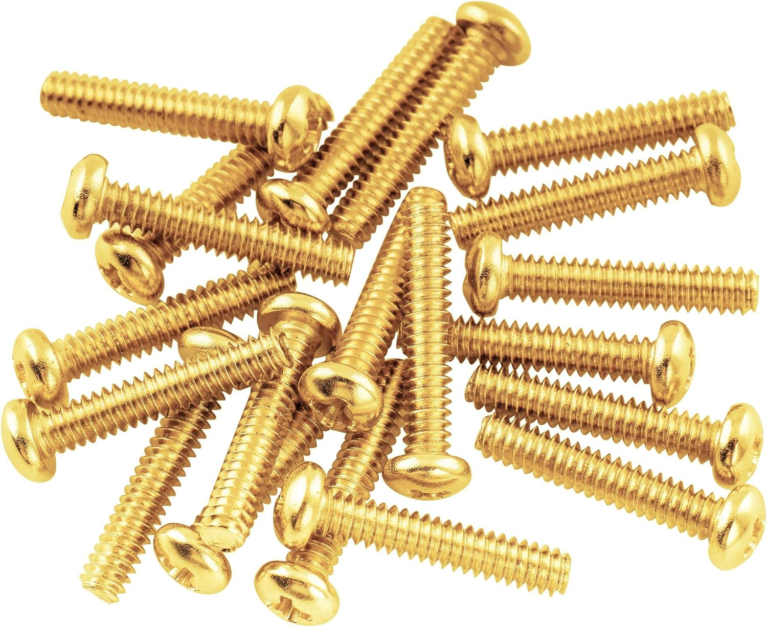 Musiclily Basic 2.8X17Mm Metal Metric Thread Single Coil Pickup Mounting Screws for Strat Stratocaster/Tele Telecaster Electric Guitar, Gold(Set of 20)