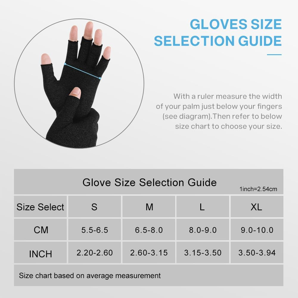 (Medium, Pure Black) - Arthritis Gloves 2 Pairs, Compression Gloves Support and Warmth for Hands, Finger Joint, Relieve Pain from Rheumatoid, Osteoarthritis, Carpal Tunnel, Tendonitis, Women and Men (Pure Black, Medium) image number 5