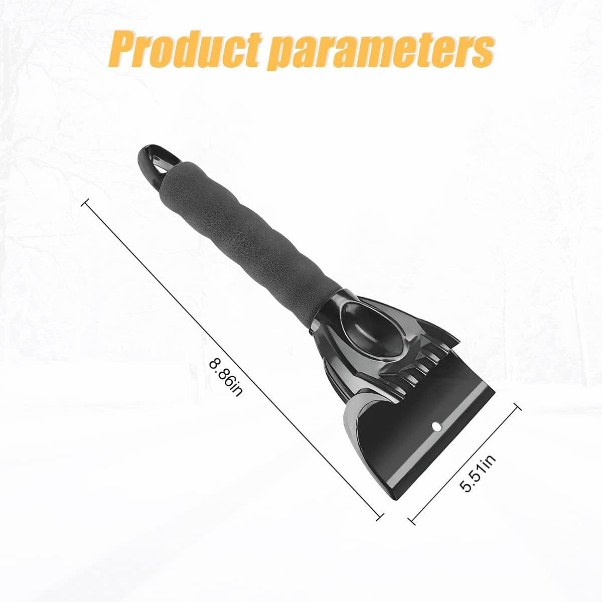 Ice Scraper for Car Windshield, Snow and Frost Removal for Auto Window, No Scratch Winter Cleaning Tool, ABS Body with Foam Handle, Car Exterior Accessories Universal for Car, Truck, SUV (Black) image number 1