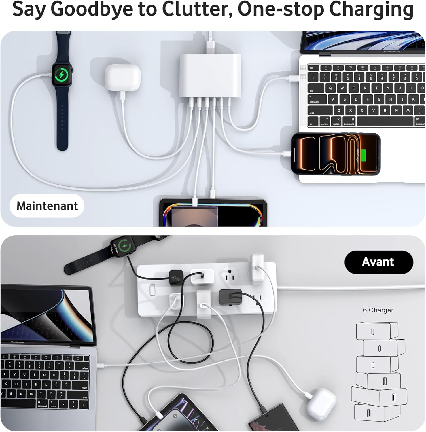 200W USB C Charger, Multi-Port Charging Hub, Gan & Portable Charger Station, Laptop Power Adapter for Macbook Air Pro, Ipad, Iphone 17 16 15 14, Samsung Galaxy, Google Pixel,Motorola,Steam Deck - White-200W image number 6