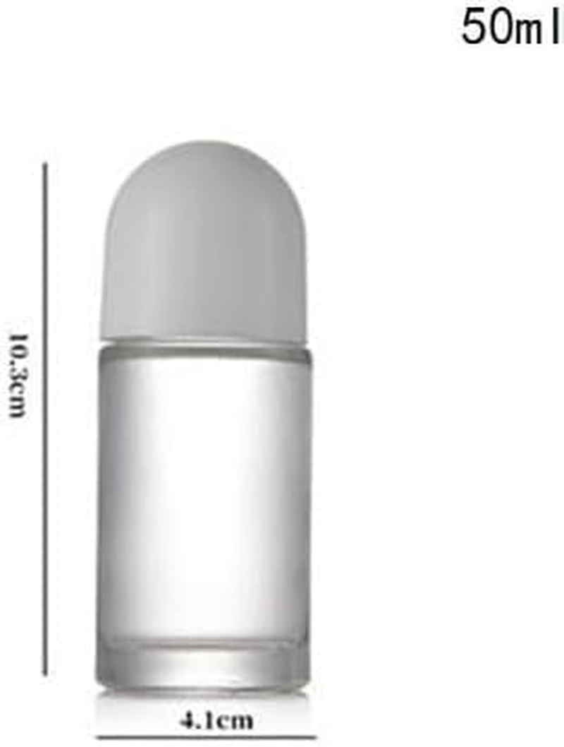 2Pcs White 50ML Glass Empty Roller Bottles with Plastic Roller Ball, Roll on Bottles Containers Leak Proof Massage Ball with Cap for Essential Oil Refillable Containers