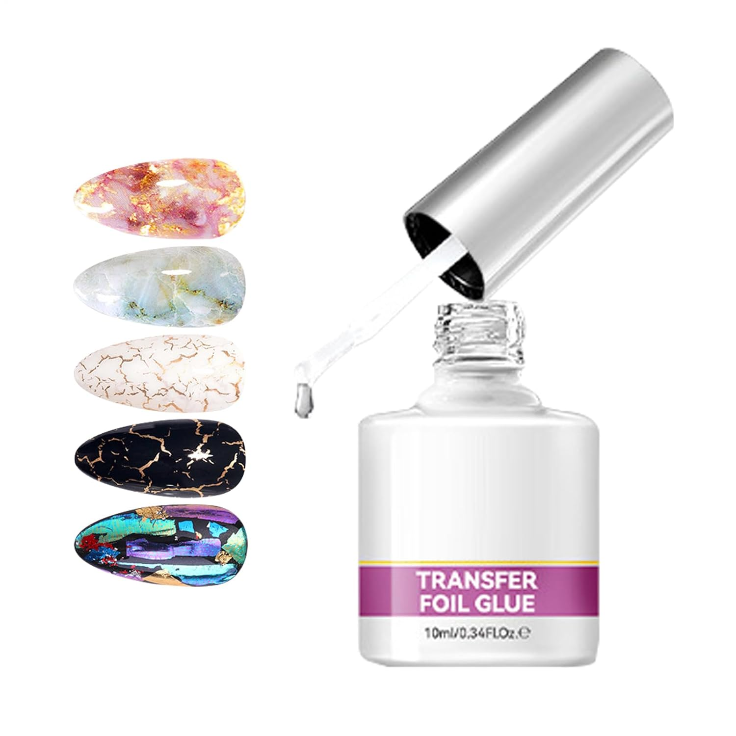 Nail Foil Transfer Glue, 10Ml Strong Manicure Adhesive, Nail Glue Transfer, for Women Beginners Professionals Home Salon Wedding Party image number 5