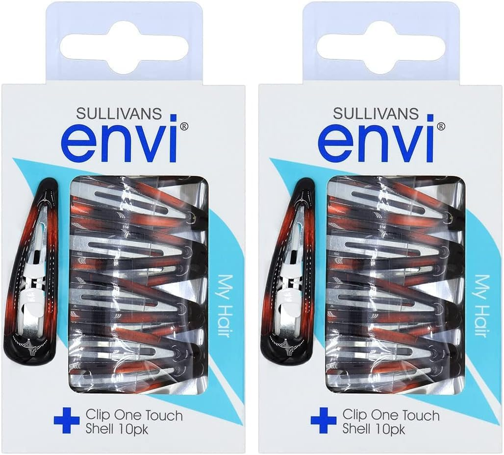 Sullivans Envi One Touch Hair Clip 10 Pieces, Shell