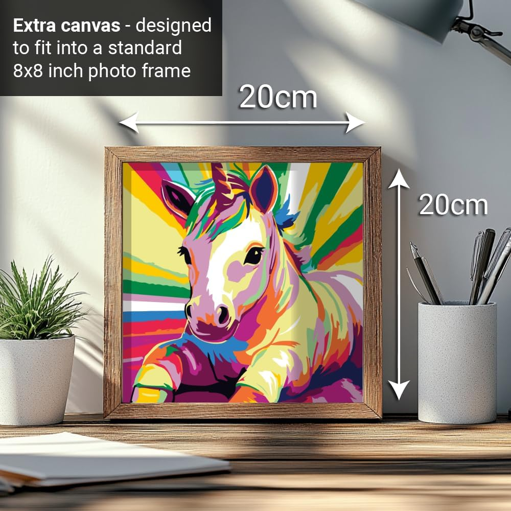 COLORDEMY 2-In-1 Paint by Numbers Kit - Rolled Canvases (20X25Cm & 20X20Cm), 16 Colours, Brushes & Paints Included - Fun for Adults & Kids, Perfect for Parties or Group Painting (Unicorn Design) - Eagle image number 6
