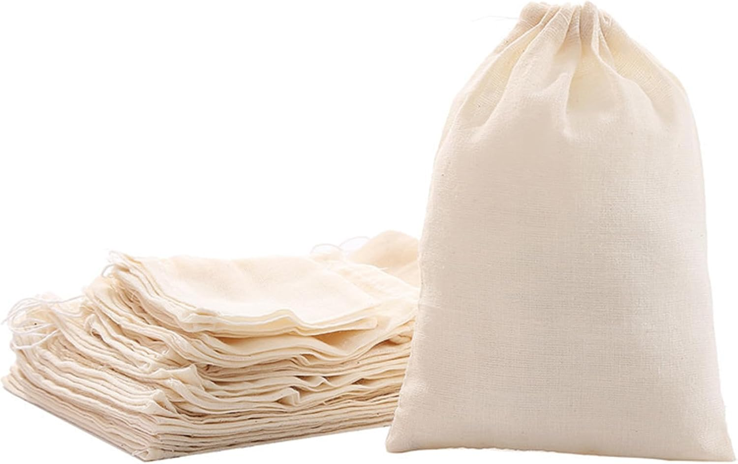 24 Pcs Spice Bags for Cooking, 4X3 Inch Reusable Muslin Spice Bags for Tea, Coffee, Broth & Soup Straining, Unbleached Cheesecloth Filter Bags for Herbs, Spices Storage & Cooking Accessories image number 6