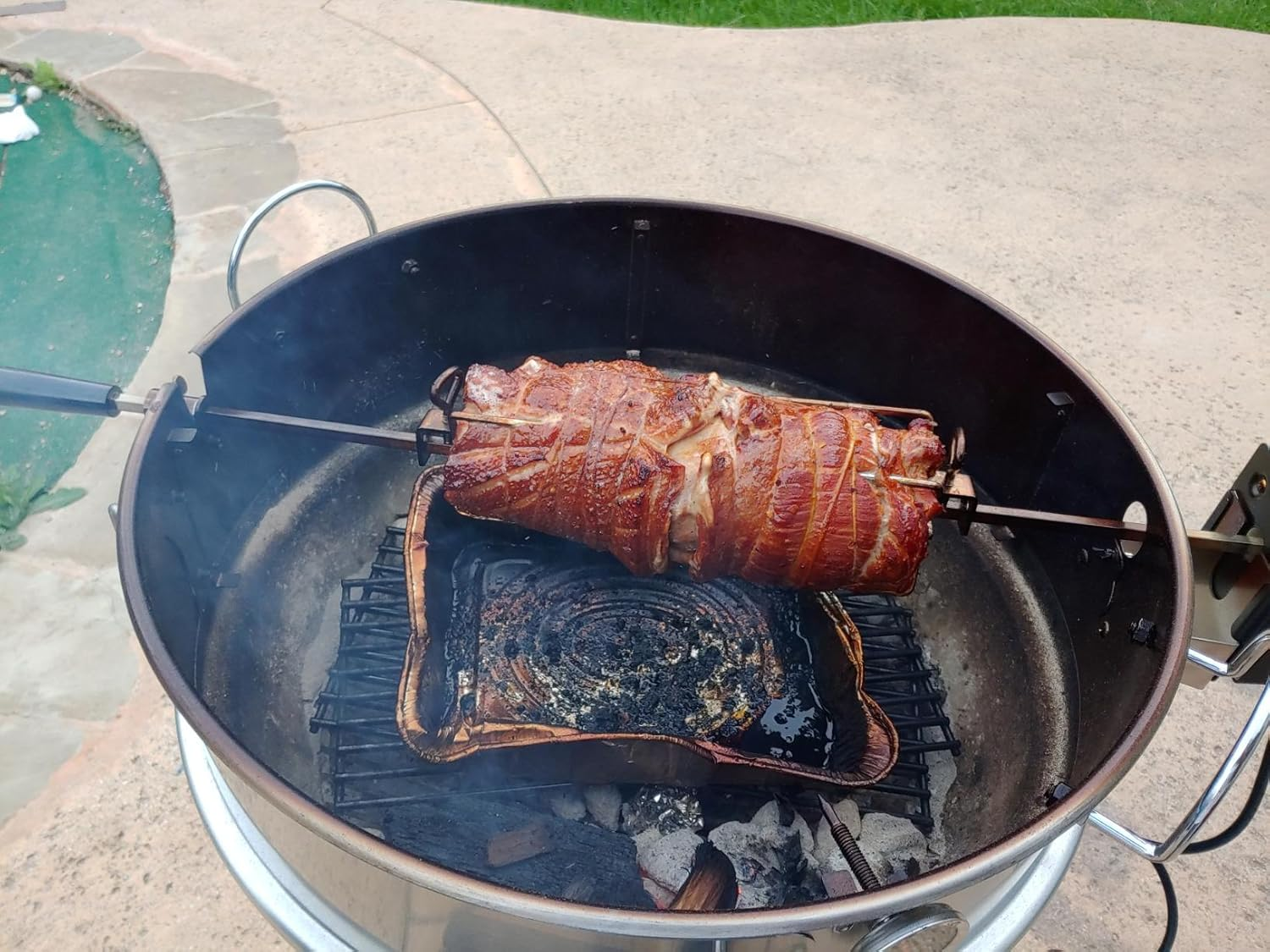 Onlyfire Stainless Steel Pizza Ring Kit with Rotisserie,Pizza Stone and Shovel, Multifunctional BBQ Kit, for Roasting Chicken and Cooking Pizza, Fits Most 57CM Charcoal Kettle Grills image number 2