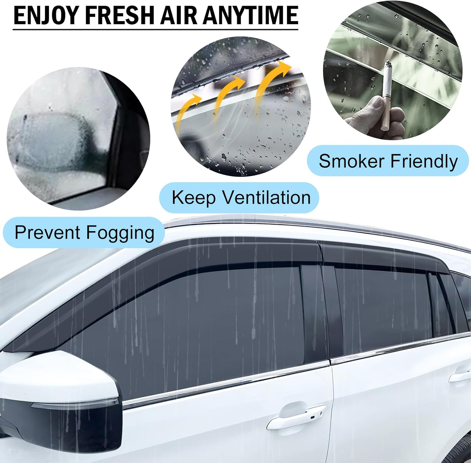 SUERAUTO4X4 Weather Shields for Isuzu MU-X MUX Accessories 2021-2025, Weathershields Wind Deflectors Window Visors Sun Rain Guard Injection Tinted Smoke Black Car Exterior, 4PCS Set image number 6