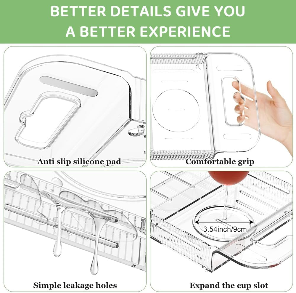 Kirbybear Expandable Bathtub Tray Caddy, Clear Bath Shelf Organizer for Tub, Multifunctional Bathroom Storage Rack for Candle, Towel, Book, Wine, Phone & Spa Relaxation