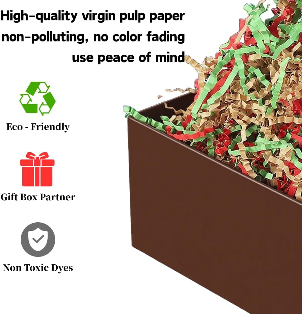 1 LB Crinkle Paper Filler - Easter Grass, Basket & Gift Stuffers, Shredded Paper Filler for Christmas, Wedding, Birthday, Bridesmaid, Gift Boxes, Baskets and Decor - (Red & Green & Brown) image number 6