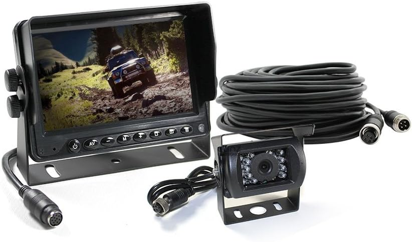 Elinz Caravan Reversing Rearview CCD Camera Monitor 5" System Kit 12V 24V with Mic, 4PIN, 600 TVL, 2 AV Inputs, Distance Gridline, IR LED Night Vision, 90 Deg View, 2 Yr Warranty image number 1