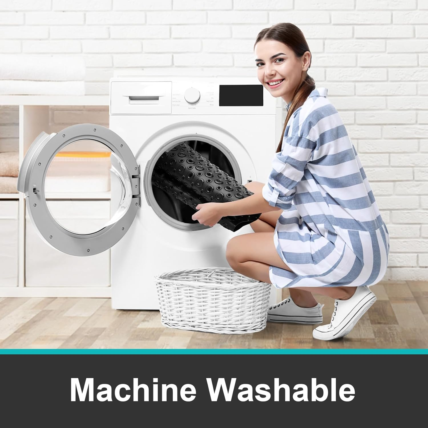 XIYUNTE Shower Mat Non Slip anti Mould - 70X40Cm PVC Non Slip Shower Mats for inside Shower, Bathtub Mat Non Slip Bath Mat with Powerful Suction Cups and Drain Holes, Easy to Clean, Black image number 2