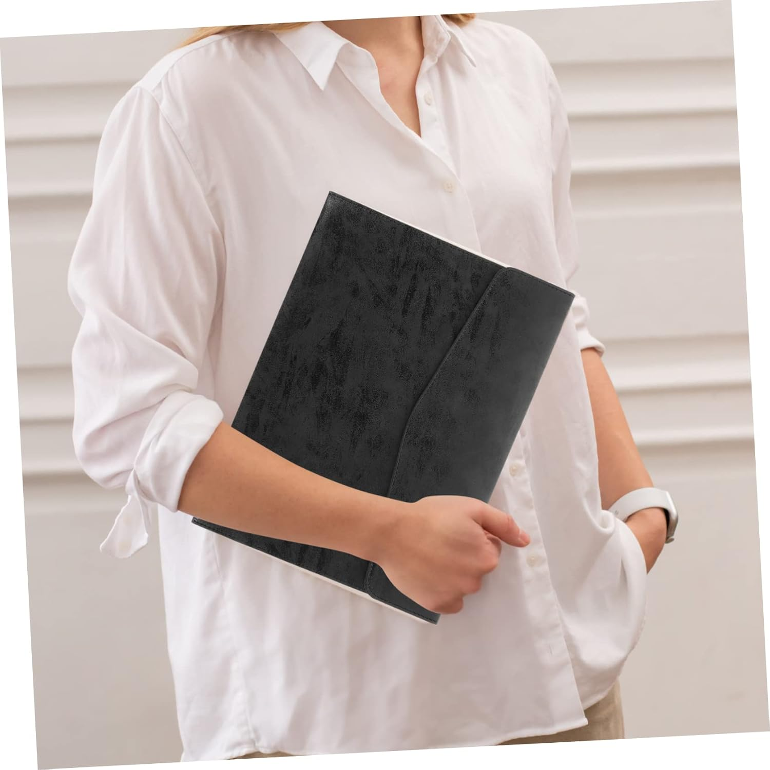 Pu File Folder A4 Business Document Organizer Large Capacity Pu Document Holder Snap Closure Office Supply File Organizer for Work and School image number 6