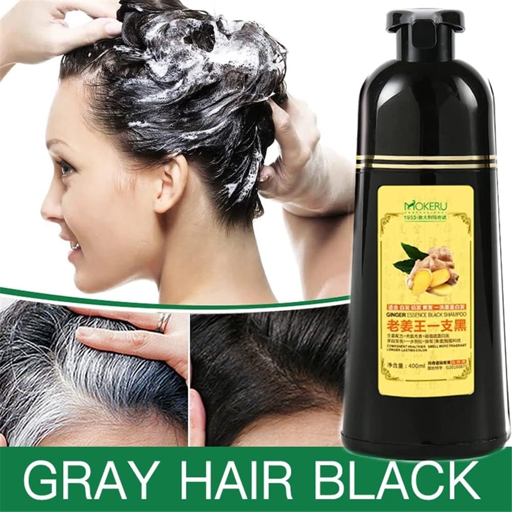 Ginger Shampoo Herbal Natural Fast Blacking Gray Hair Dye Black Shampoo Dye for Hair Coloring Anti-Hair Loss Hair Care Natural Black Hair Shampoo image number 2