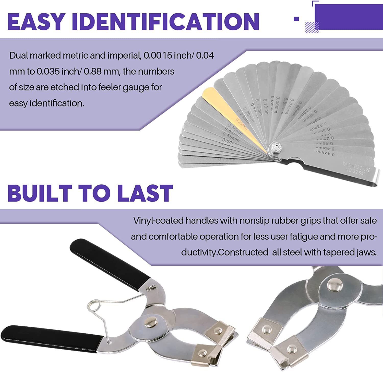 Swpeet 8Pcs 3" 4" 6" Piston Ring Compressor and Adjustable Piston Installation Tool Installer Removal Pliers with Wrench and Stainless Steel Feeler Gauge Assortment Kit for Car Engine image number 2