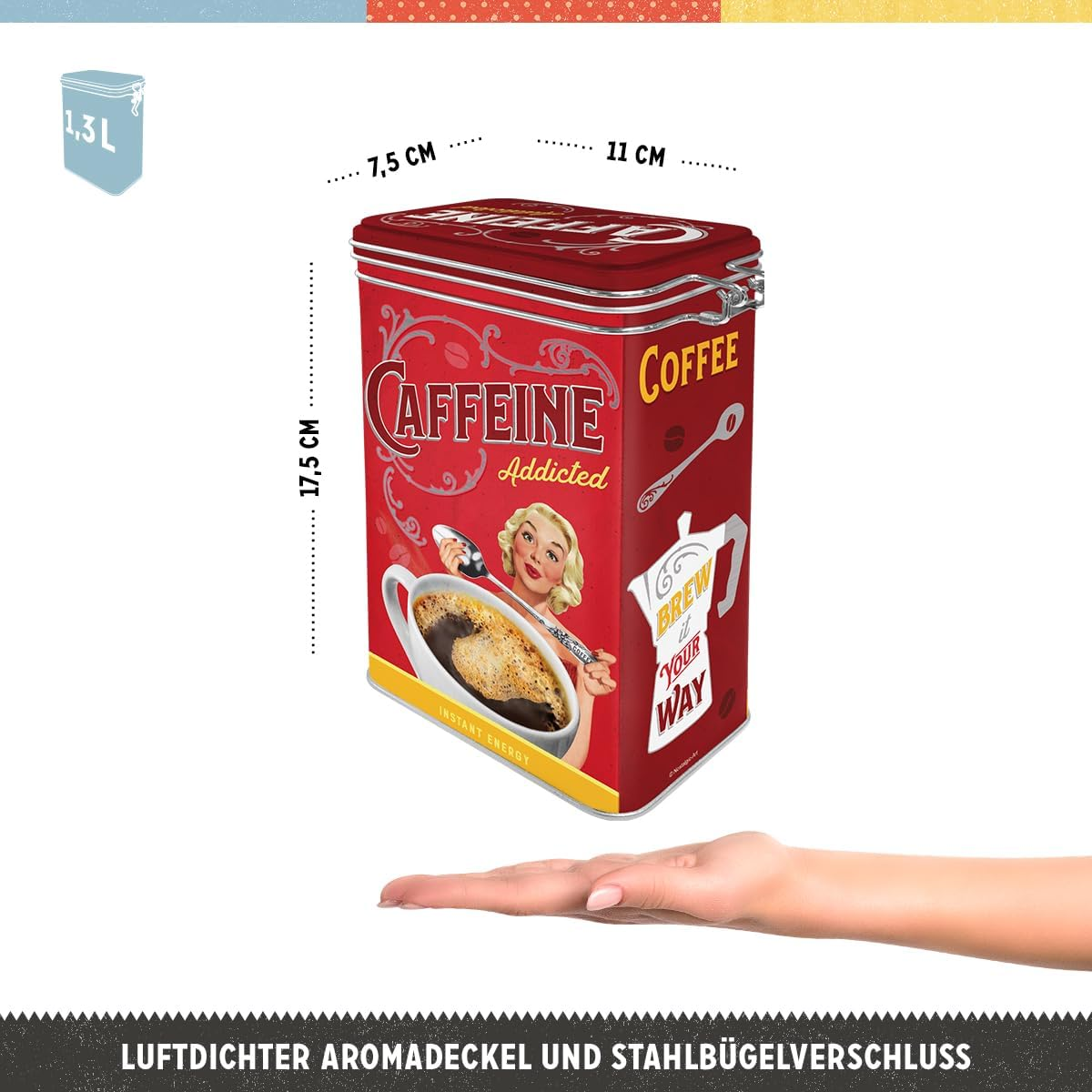 Nostalgic-Art Hot Now-Gift Idea for Coffee Lovers, Dry Food Storage Box, Vintage Design, 1.3 L