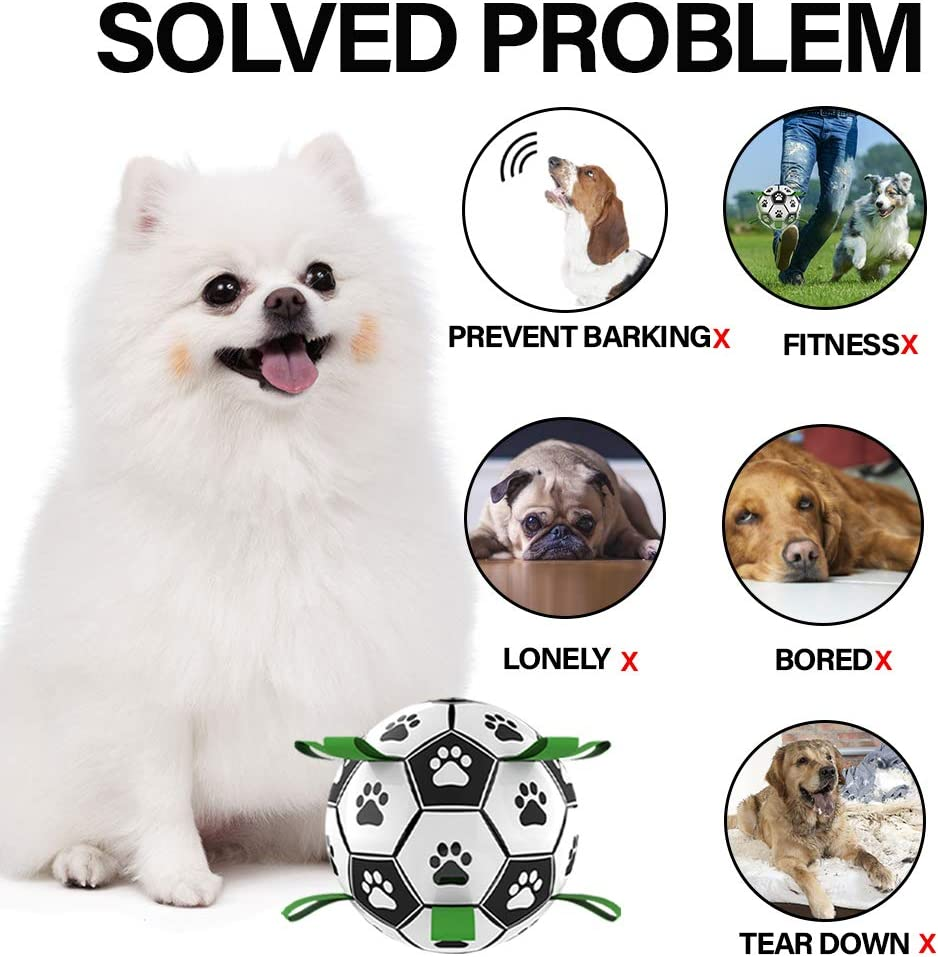 Qudasar PDTXCLS AWEHIRU Dog Ball Dog Soccer Ball with Grab Tabs Interactive Dog Toys Herding Ball for Dogs Rubber Ball Dog Balls for Small & Medium Dogs Jolly Balls for Dogs image number 5