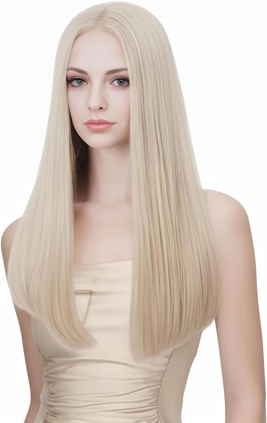 XILIYAI Long Black Wigs for Women, 26 Inch Middle Parting Synthetic Wavy Wig for Daily Party, Natural Black