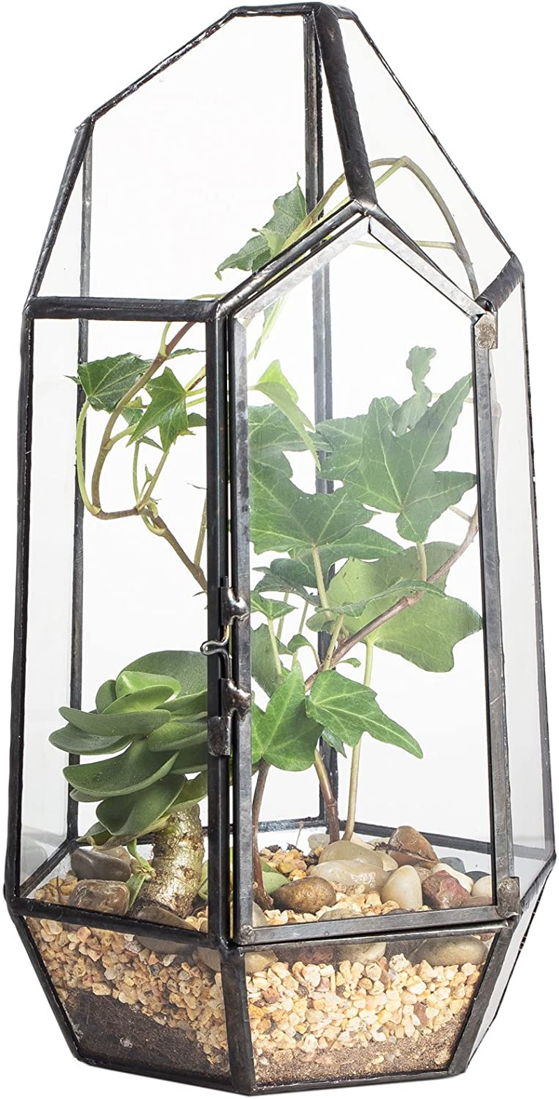 NCYP 22Cm Height Closed Irregular Glass Terrarium with Door Succulent Planter Geometric Flower Plant Pot Tabletop Small Bonsai Container Desktop Box Candle Holder (No Plants) image number 4