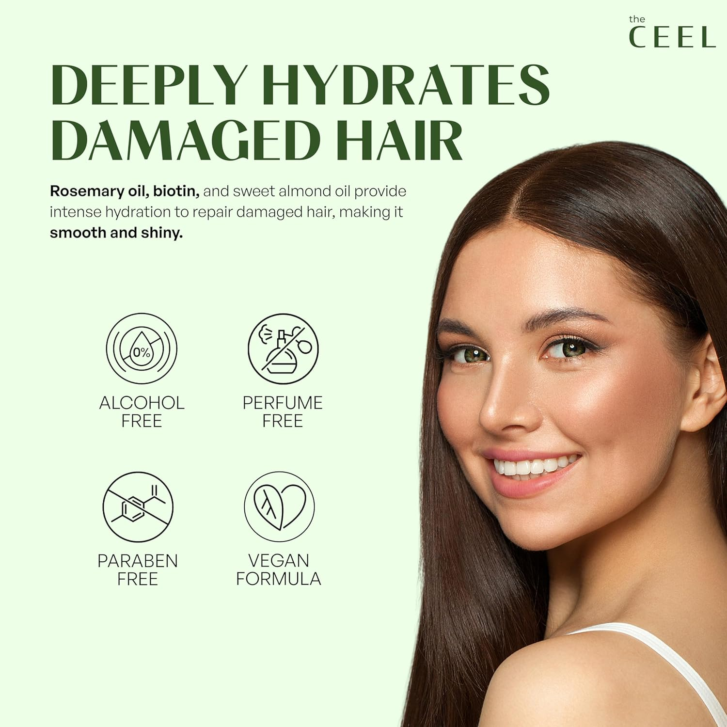 The Ceel Rosemary Hair Growth Oil with Dropper - Nourishing & Strengthening Vegan Formula for Damaged Hair, Itchy Scalp, Dry Skin, Eyelashes & Eyebrows - Biotin, Castor & Jojoba - 50 ML image number 5